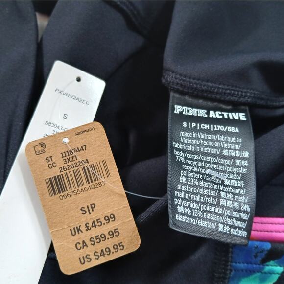 NWT - Pink Victoria's Secret Black Rainbow Tie-Dye Leggings Size: S|P - Picture 2 of 5